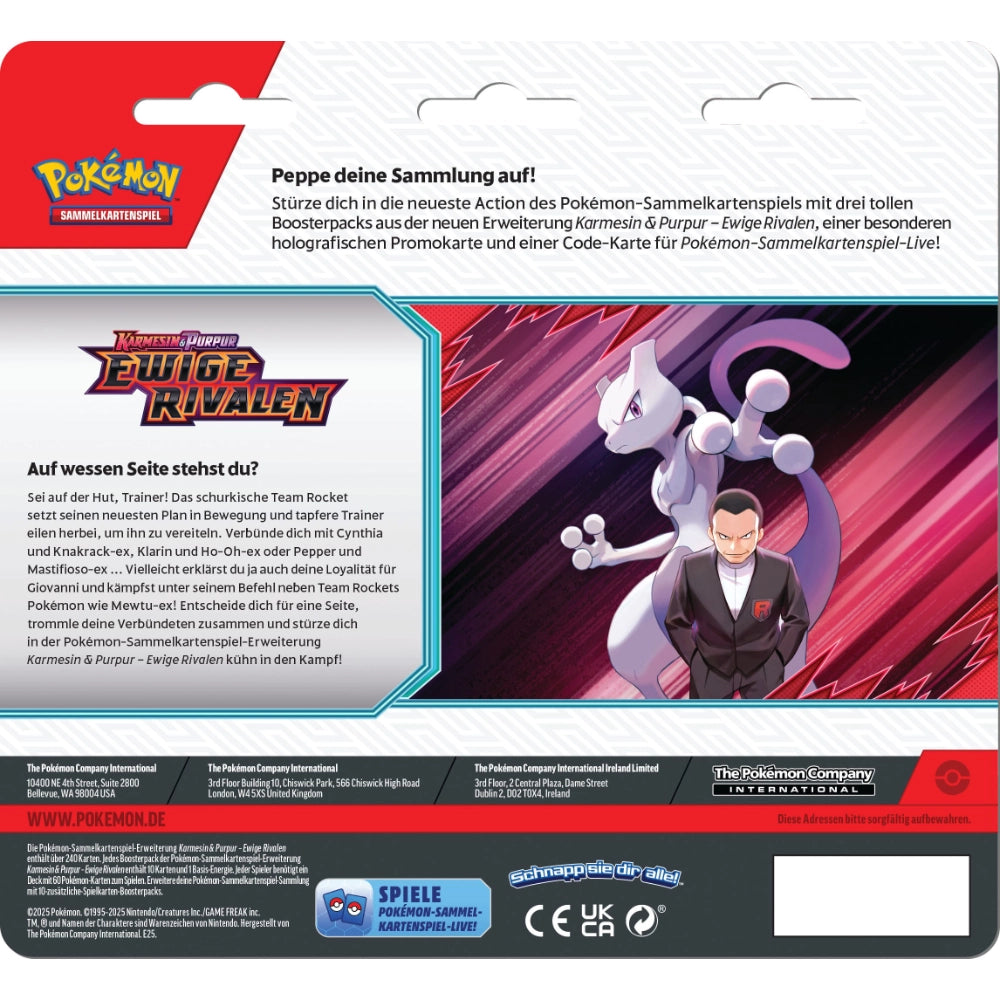Pokémon TCG: Karmesin & Purpur – Ewige Rivalen 3-Pack Booster Blister (DE) [Vorbestellung]